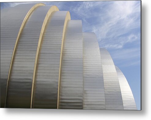 Abstract Building Metal Print featuring the photograph Kauffman Center for Performing Arts by Mike McGlothlen