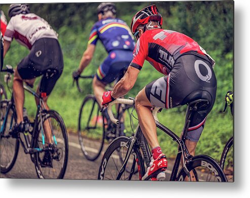 Action Metal Print featuring the photograph Road Bike Racing #4 by Peter Lakomy