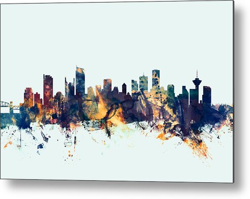 City Skyline Metal Print featuring the digital art Vancouver Canada Skyline #4 by Michael Tompsett
