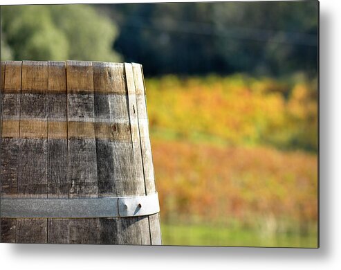 Beer Metal Print featuring the photograph Wine Barrel in Autumn #4 by Brandon Bourdages