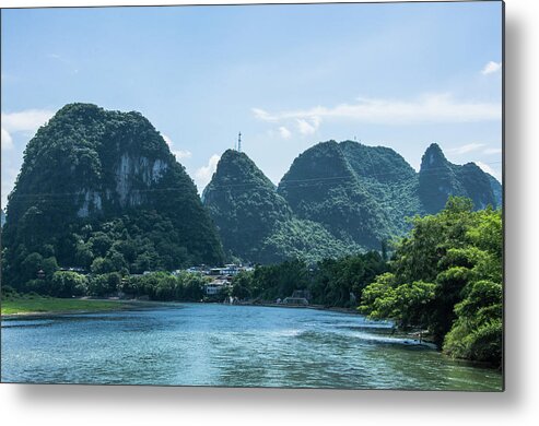 River Metal Print featuring the photograph Lijiang River and karst mountains scenery #46 by Carl Ning
