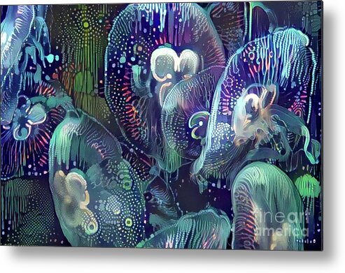 Animal Metal Print featuring the digital art Abstract Jellyfish #48 by Amy Cicconi