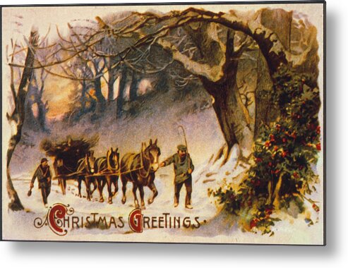 19th Century Metal Print featuring the photograph American Christmas Card #48 by Granger