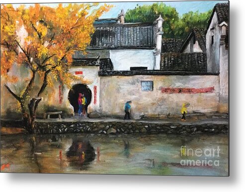 Fall Metal Print featuring the painting Fall #5 by Jieming Wang