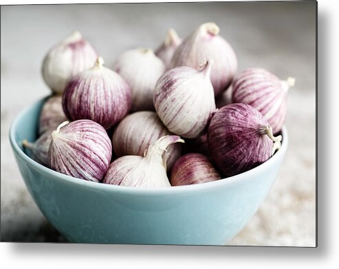 Garlic Metal Print featuring the photograph Garlic #7 by Nailia Schwarz