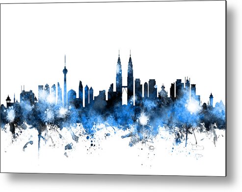 Watercolour Metal Print featuring the digital art Kuala Lumpur Malaysia Skyline #5 by Michael Tompsett