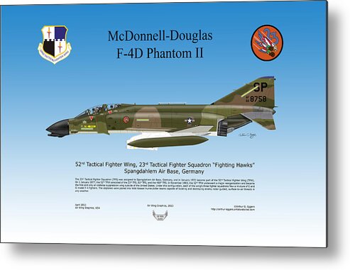 Mcdonnell Douglas Metal Print featuring the digital art McDonnell Douglas F-4D Phantom II #10 by Arthur Eggers