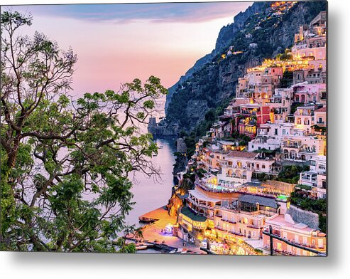 Blue Metal Print featuring the photograph Positano, Amalfi Coast, Italy #5 by Francesco Riccardo Iacomino