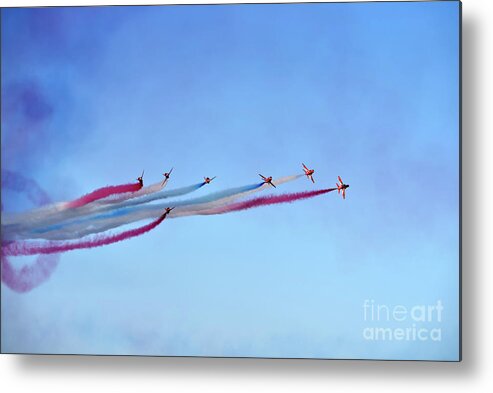  Fly Metal Print featuring the photograph Red Arrows aerobatic team #6 by George Atsametakis