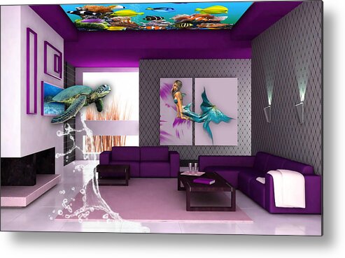 Fish Metal Print featuring the mixed media Rooftop Saltwater Fish Tank Art #5 by Marvin Blaine