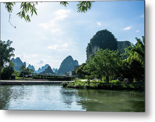 River Metal Print featuring the photograph Lijiang River and karst mountains scenery #56 by Carl Ning