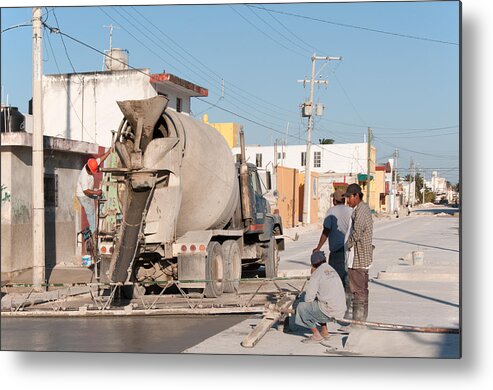 Mexico Yucatan Metal Print featuring the digital art Men at Work in Progresso #6 by Carol Ailles