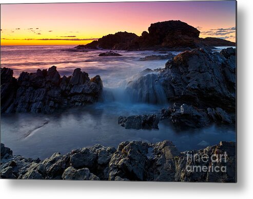 Second Valley Fleurieu Peninsula South Australia Australian Seascape Coast Coastal Shoreline Jetty Rock Formations Cliffs Sea Ocean Sunset Metal Print featuring the photograph Second Valley Sunset #7 by Bill Robinson