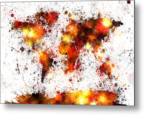 Map Of The World Metal Print featuring the digital art World Map Paint Splashes #7 by Michael Tompsett
