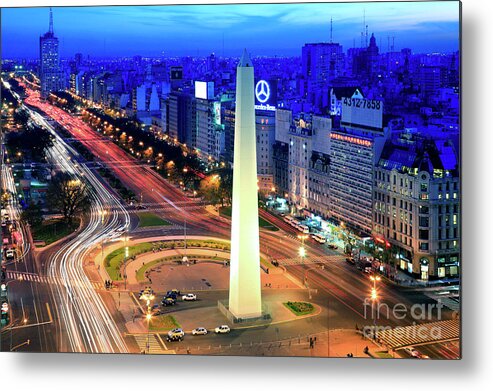 Buenos Aires Metal Print featuring the photograph 9 de Julio Avenue by Bernardo Galmarini