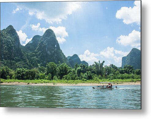 River Metal Print featuring the photograph Lijiang River and karst mountains scenery #9 by Carl Ning