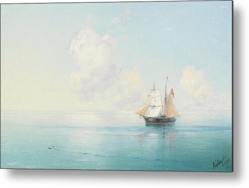 Ivan Konstantinovich Aivazovsky (russian Metal Print featuring the painting A Calm Morning at Sea by MotionAge Designs