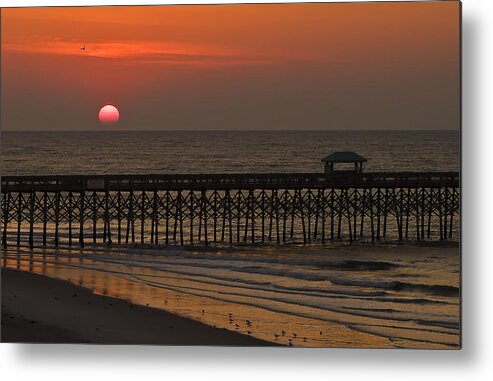 Landscape Metal Print featuring the photograph A Charleston Sunrise on the Pier by Michael Whitaker