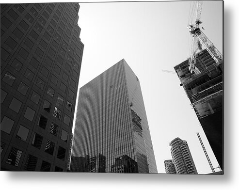 Urban Metal Print featuring the photograph A Crane Reflected In Every Window by Kreddible Trout