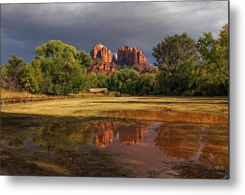 Cathedral Rock Metal Print featuring the photograph A Light in Darkness by Leda Robertson