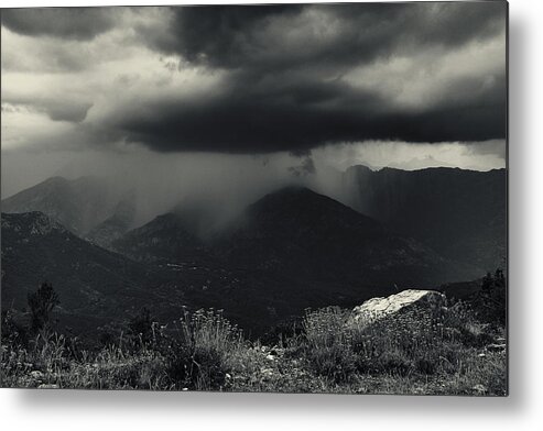 Mountains Metal Print featuring the photograph A Little Shower by Fabien Bravin