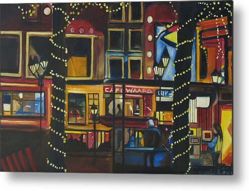 Cityscape Metal Print featuring the painting A Moment in Dam by Patricia Arroyo