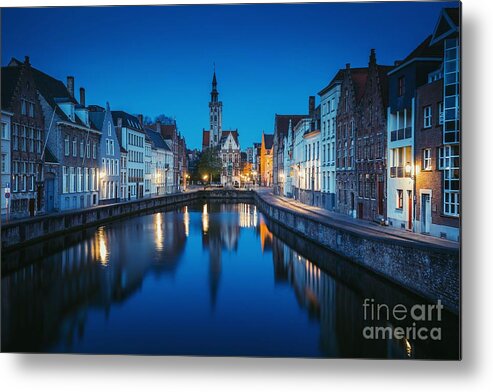 Brugge Metal Print featuring the photograph A Night in Brugge by JR Photography