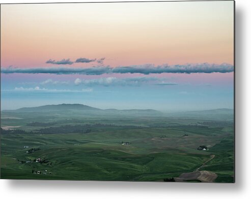 Agriculture Metal Print featuring the photograph A pastel sunset in Palouse. by Usha Peddamatham