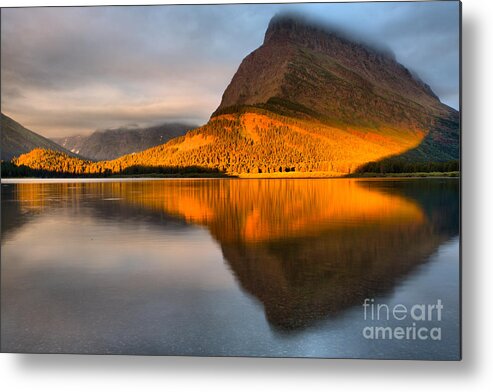 Grinnell Point Metal Print featuring the photograph A Slice Of Orange Over Swiftcurrent by Adam Jewell