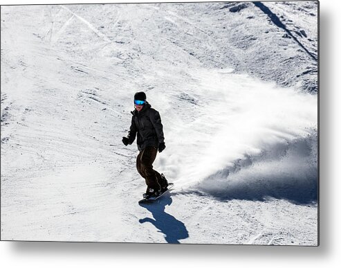  Metal Print featuring the photograph A snowboarder descends Aspen Mountain by Carol M Highsmith