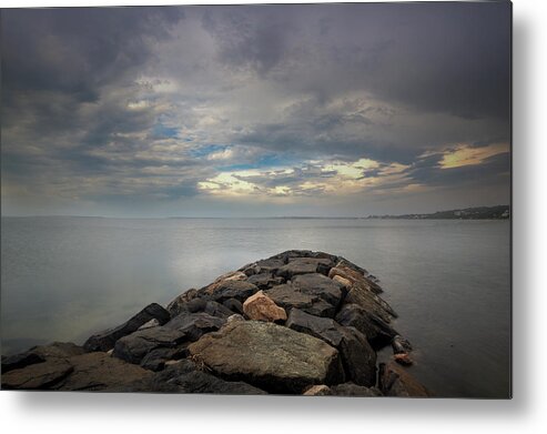 Jetty Metal Print featuring the photograph A storm from the west by Steve Gravano