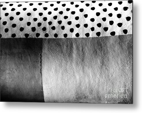 Black White Monochrome Texture Paint Painted Abstract Pattern Dots Metal Print featuring the photograph A Tale of Three Textures by Ken DePue