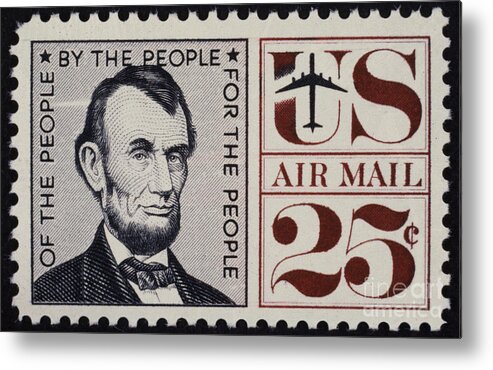 1960 Metal Print featuring the photograph ABRAHAM LINCOLN (1809-1865). 16th President of the United States. On a U.S. postage stamp, 1960 by Granger