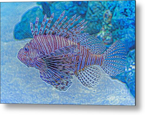 Abstract Metal Print featuring the digital art Abstract Lionfish by Ray Shiu