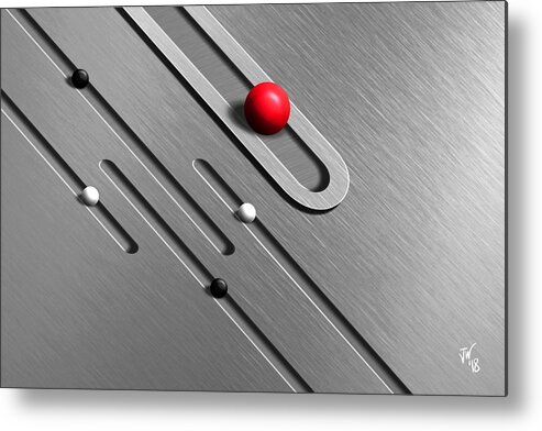 Abstract Metal Print featuring the digital art Abstract metal grooves and spheres by John Wills