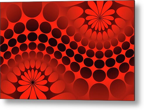 Red Metal Print featuring the digital art Abstract red and black ornament by Vladimir Sergeev