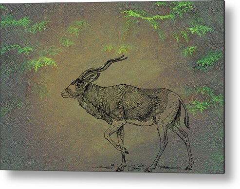 Addax Antelope Metal Print featuring the mixed media Addax Antelope by Movie Poster Prints