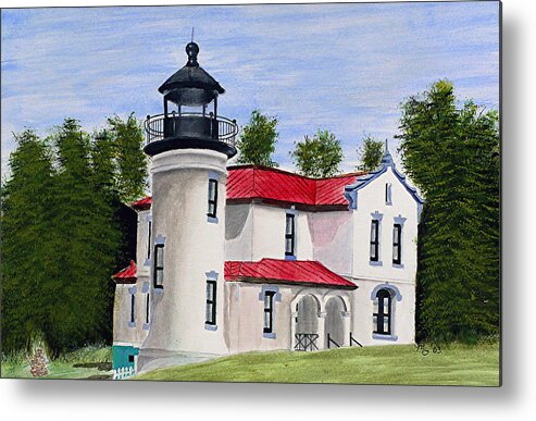 Painting Metal Print featuring the painting Admiralty Head Lighthouse by Mary Gaines