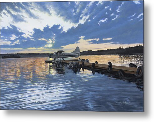 Plane Metal Print featuring the painting Adventure Awaits by Anthony J Padgett