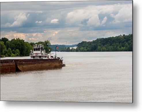 Barge Metal Print featuring the photograph AEP Barge on the Ohio by Holden The Moment