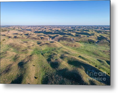 Nebraska Metal Print featuring the photograph aerial view of Nebraska Sand Hills by Marek Uliasz