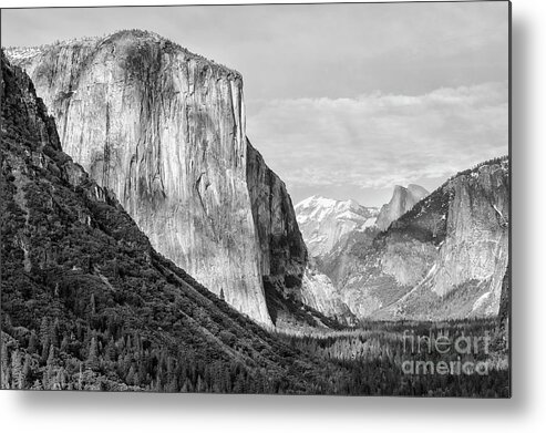Black & White Metal Print featuring the photograph Afternoon At El Capitan by Sandra Bronstein
