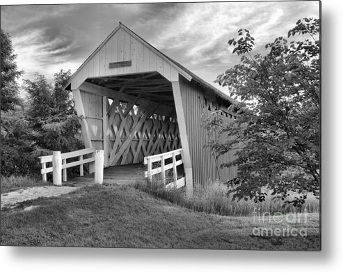 Imes Metal Print featuring the photograph Afternoon At The Imes Covered Bridge Black And White by Adam Jewell