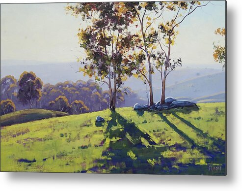 Nature Metal Print featuring the painting Afternoon Light Cuthill Road by Graham Gercken