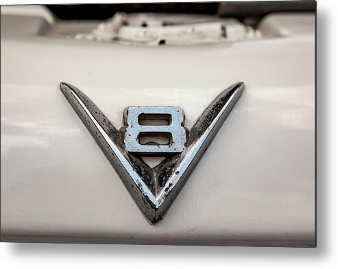 Hood Ornament Metal Print featuring the photograph Aged V8 by Melinda Ledsome