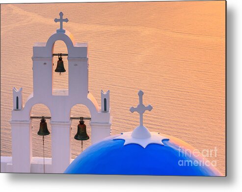 Aegean Metal Print featuring the photograph Aghioi Theodoroi church at Firostefani, Santorini by Henk Meijer Photography