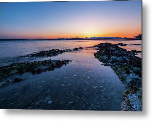 Beach; Sunset; Alki Beach; Outdoor; Landscape Metal Print featuring the digital art Alki Beach by Michael Lee