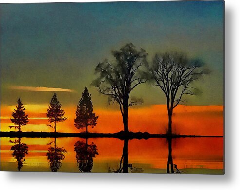 Sunset Metal Print featuring the photograph All in a Row by Andrea Kollo