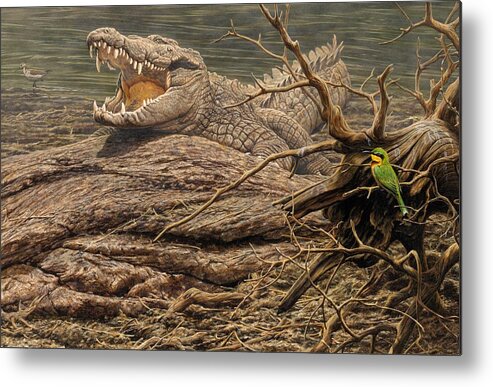 Alligator Metal Print featuring the painting Alligator by Alan M Hunt