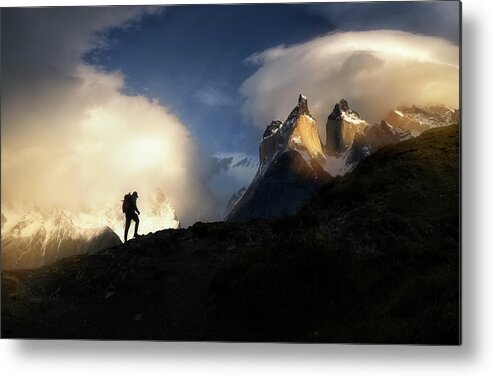 Paine Massif Metal Print featuring the photograph Alone by Nicki Frates